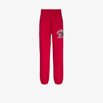 Shop Billionaire Boys Club Red Paradise Logo Cotton Track Pants In Red Red