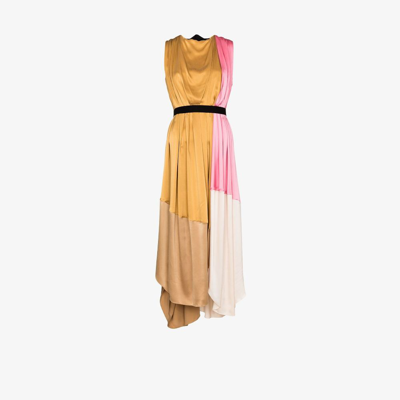 Shop Roksanda Multicolour Colourblock Silk Midi Dress - Women's - Silk/acetate In Brown