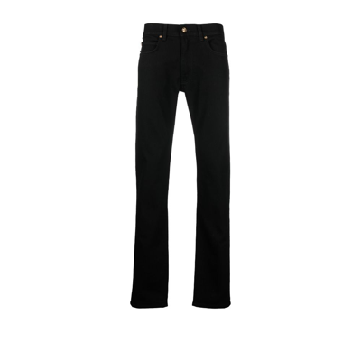 Shop Versace Medusa Straight-leg Jeans - Men's - Leather/cotton/polyesterspandex/elastane In Black