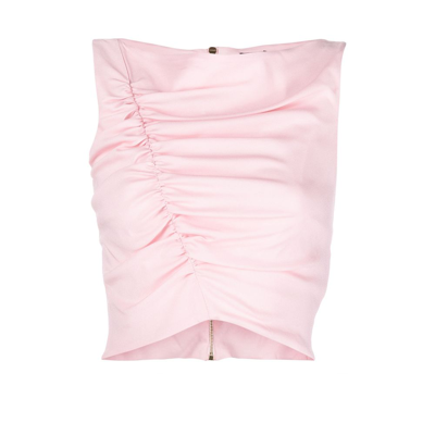 Shop Versace Ruched Sleeveless Crop Top - Women's - Viscose/spandex/elastane In Pink