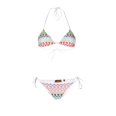 Shop Missoni White Crochet Knit Side-tie Bikini