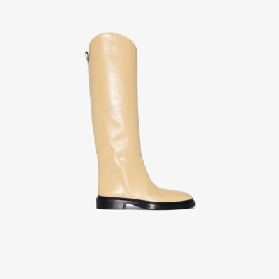 Shop Jil Sander Neutral Knee-high Leather Boots In Neutrals