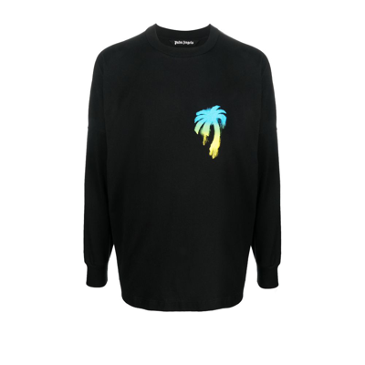 Shop Palm Angels Sprayed Palm Logo Cotton Sweatshirt - Men's - Cotton In Black