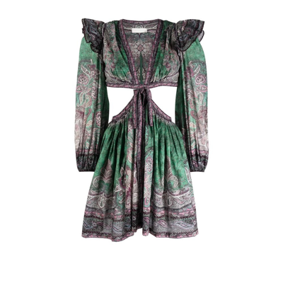 Shop Zimmermann Anneke Paisley Print Mini Dress - Women's - Cotton In Green