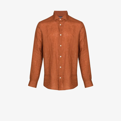 Shop Frescobol Carioca Orange Antoni Linen Shirt