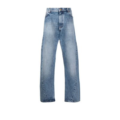 Shop Versace Light Blue Twisted Seam Jeans