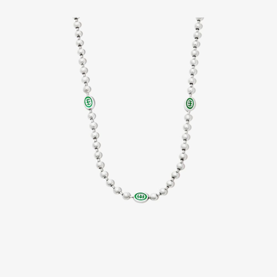 Gucci Sterling Silver Interlocking G Necklace In Silver