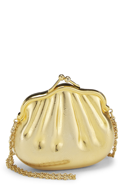 Pre-owned Gucci Gold Original Gg Metal Seashell Minaudiere