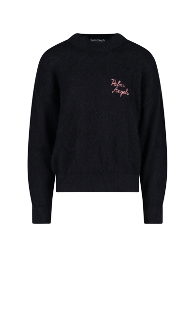 Shop Palm Angels Logo Embroidery Sweater