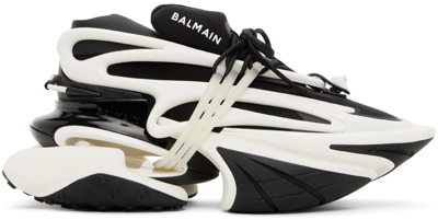 Shop Balmain Black & White Unicorn Low-top Sneakers In Eab Noir/blanc
