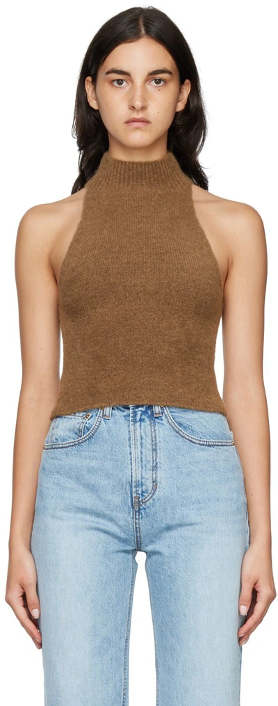 Arch The Brown Sleeveless Turtleneck In Camel
