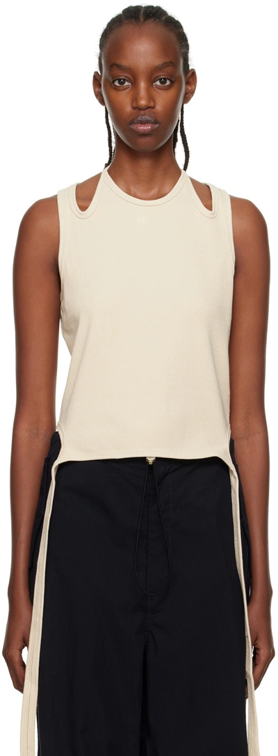 Shop Dion Lee Beige Halter Tie Tank Top In Sand