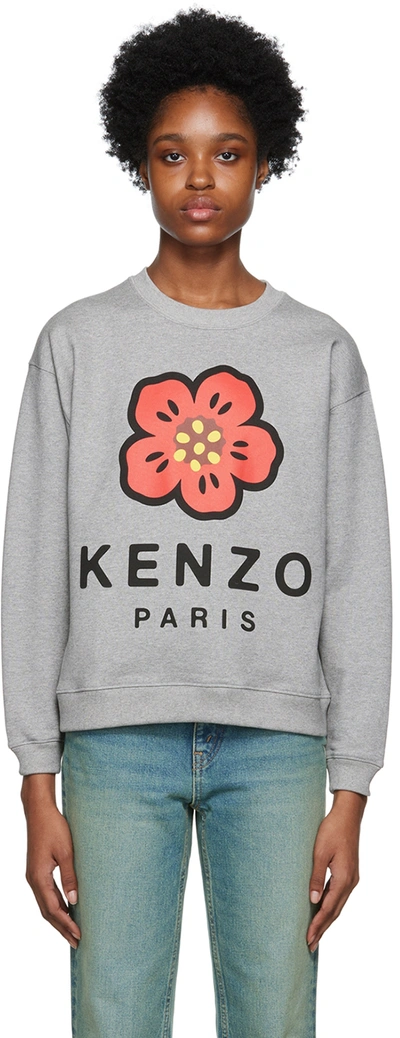 Shop Kenzo Gray  Paris Boke Flower Sweatshirt In 94 - Pearl Grey