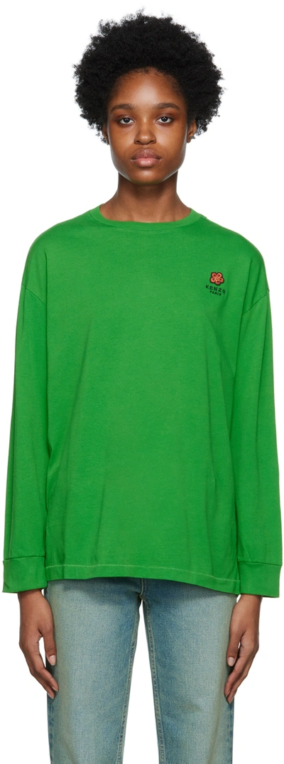 Shop Kenzo Green  Paris Boke Flower Long Sleeve T-shirt In 57 - Grass Green