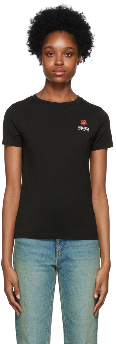 Shop Kenzo Black  Paris Boke Flower Crest T-shirt In 99j - Black