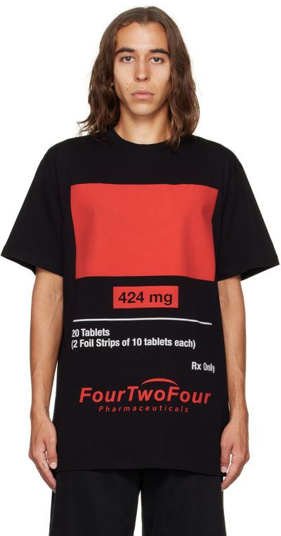 Shop 424 Black Print T-shirt In 99 Black