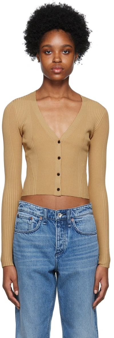 Shop Rag & Bone Beige Rib Cardigan In Khaki