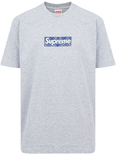 Supreme Bandana Box Logo T-shirt In Grey | ModeSens