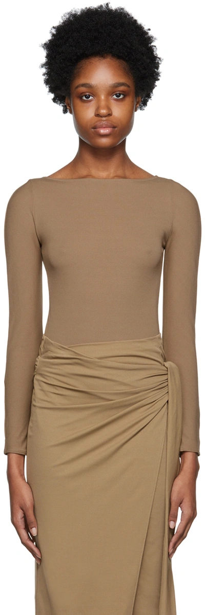 Shop Wolford Brown 'the Back-cut-out' Bodysuit In 4815 Mocha