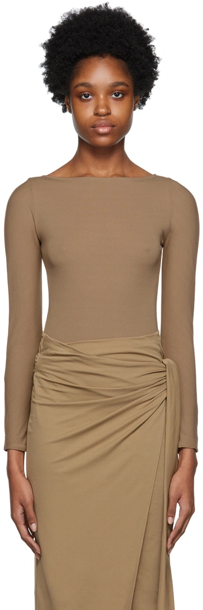 Wolford The Back-cut-out Body In 4815 Mocha