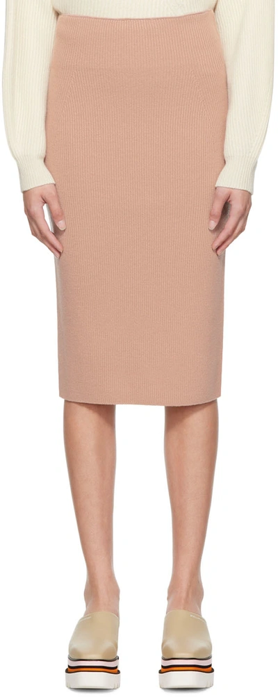 Shop Stella Mccartney Pink Rib Midi Skirt In 6802 Blush