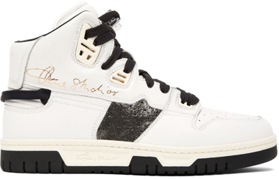 Shop Acne Studios Gray Leather Sneakers In Al4 White/black