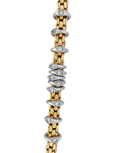Shop Fope 18kt Yellow And White Gold Flexible White Diamond Bracelet