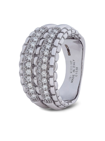 Shop Fope 18kt White Gold Pavé Set Diamond Ring In Silver