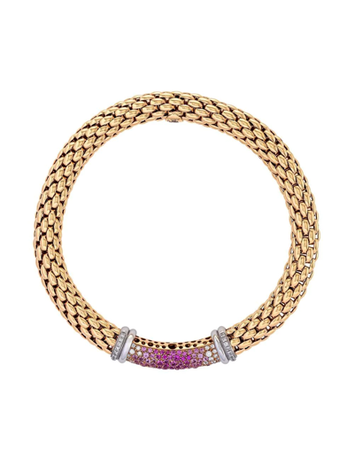 Shop Fope 18kt Rose And White Gold Flexible Pink Sapphire And Diamond Bracelet