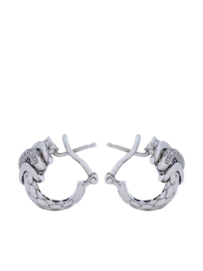 Shop Fope 18kt White Gold Pavé Set Diamond Huggie Hoop Earrings In Silver
