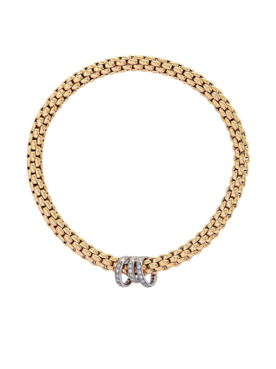 Shop Fope 18kt Rose And White Gold Flexible Pavé Set Diamond Bracelet In Pink