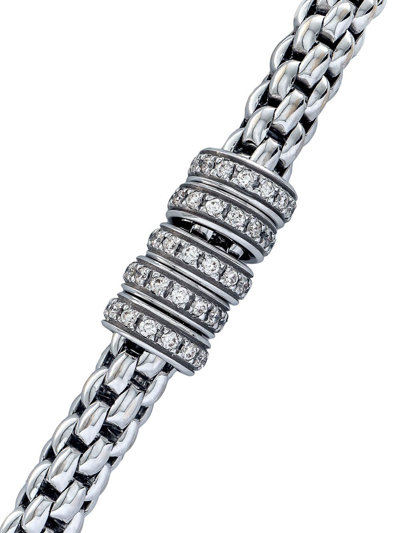 Shop Fope 18kt White Gold Flexible Pavé Set Diamond Bracelet In Silver