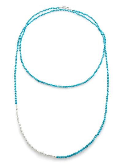 Shop Monica Vinader Mini Nugget Gemstone Beaded Necklace In Silver