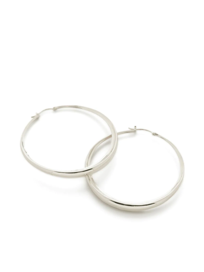 Shop Monica Vinader Deia Chamfered Hoop Earrings In Silver