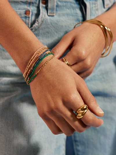 Shop Monica Vinader Mini Nugget Gemstone Beaded Bracelet In Gold