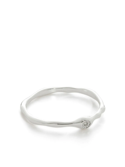 Shop Monica Vinader Siren Mini Stacking-detail Ring In Silver