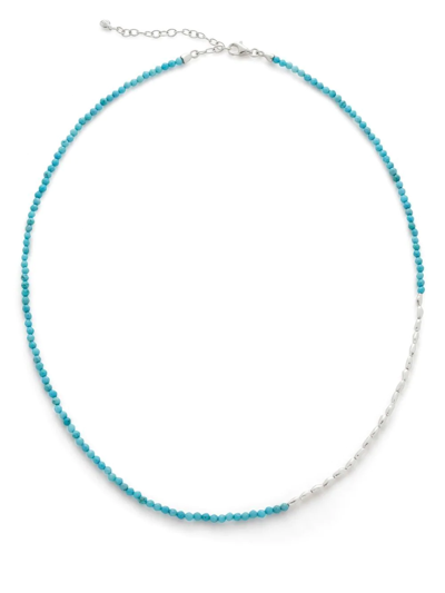 Shop Monica Vinader Nugget Gemstone Beaded Necklace In Silver