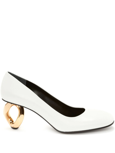 Shop Jw Anderson Chain Link Mid-heel Pumps In White