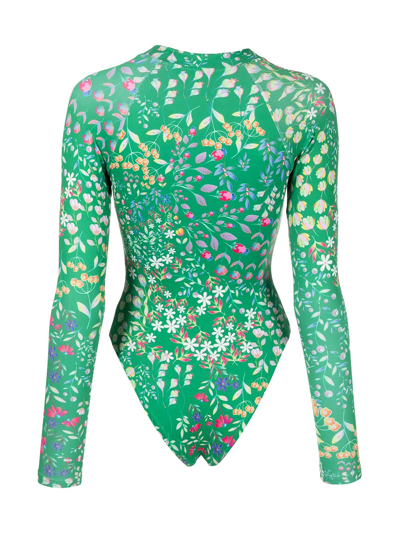 Shop Cynthia Rowley Floral-print Surf-suit In Multicolour