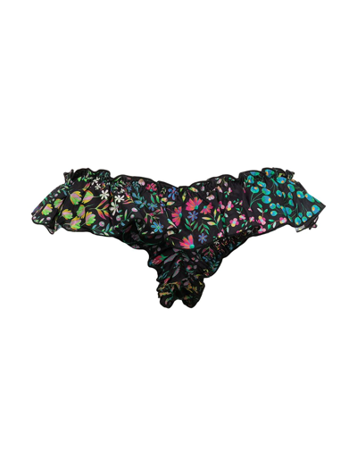 Shop Cynthia Rowley Floral-print Ruffled Bikini Bottoms In Multicolour