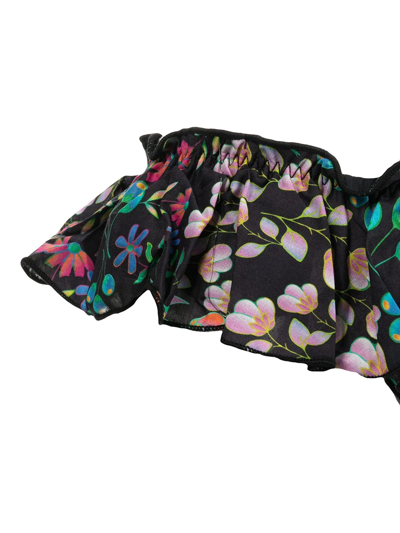 Shop Cynthia Rowley Floral-print Ruffled Bikini Bottoms In Multicolour