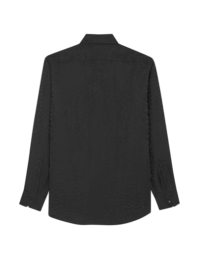 Shop Saint Laurent Silk Patterned Jacquard Shirt In Black
