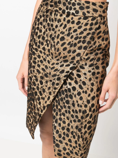 Shop Genny Leopard-print Asymmetric-skirt In Yellow