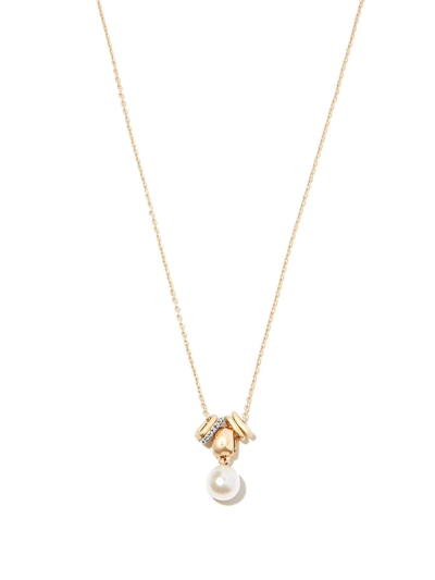 ADINA REYTER 14KT YELLOW GOLD PEARL AND DIAMOND RAGER NECKLACE 