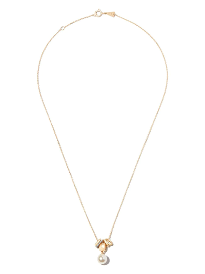 ADINA REYTER 14KT YELLOW GOLD PEARL AND DIAMOND RAGER NECKLACE 
