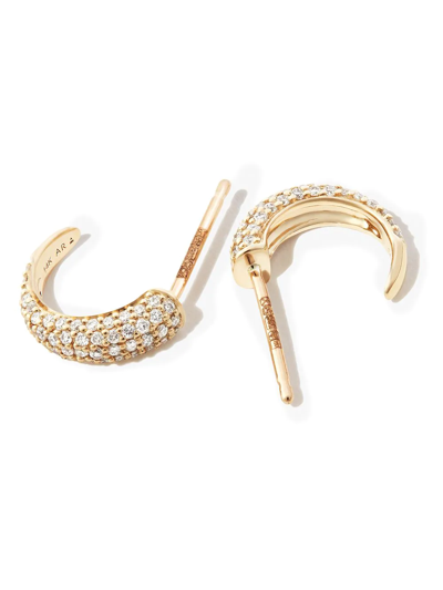 Adina Reyter 14kt Yellow Gold Thorn Diamond Huggie Hoop Earrings