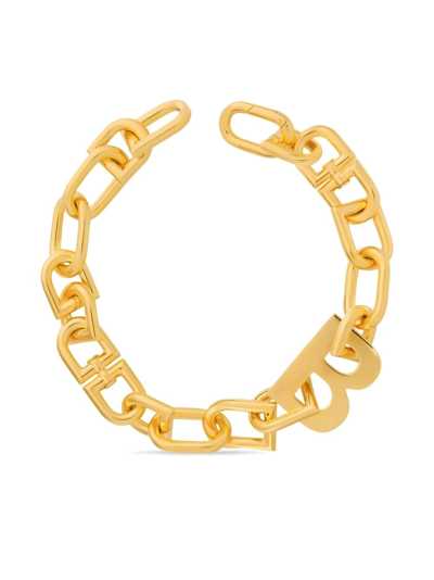 Shop Balenciaga Xxl B Chain Necklace In Gold