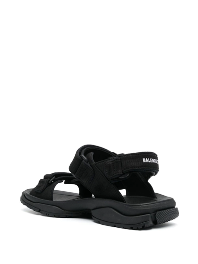 Shop Balenciaga Tourist Logo Touch-strap Sandals In Black