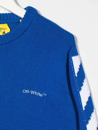 Shop Off-white Diag Stripe Crew-neck Jumper In Blue