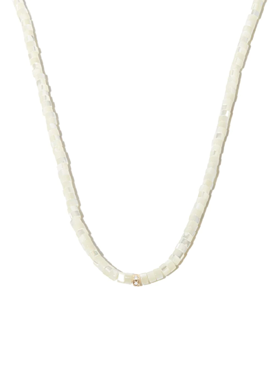 Shop Sydney Evan 14kt Yellow Gold Mother-of-pearl And Diamond Necklace